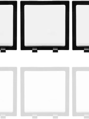 6-Pack 3D Floating Display Case, 5.51x5.51x0.8in, Black/White