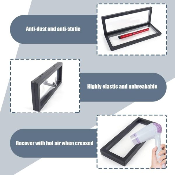 3-Piece Transparent 3D Floating Frame Display Stand, 9.1x3.5 Inches