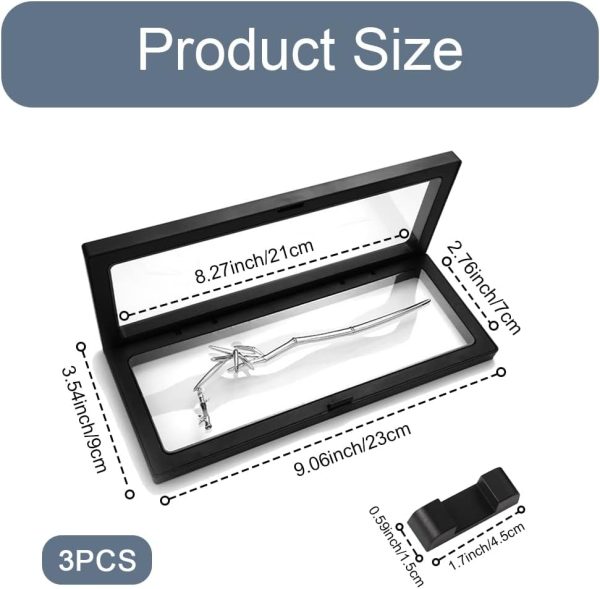 3-Piece Transparent 3D Floating Frame Display Stand, 9.1x3.5 Inches