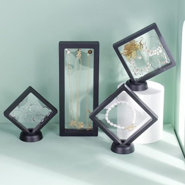 3-Piece Transparent 3D Floating Frame Display Stand, 9.1x3.5 Inches