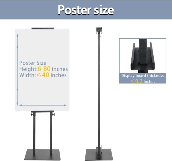 4-Pack Adjustable Poster Holder, Heavy Duty Metal Display Stand for Boards Up to 83 Inches