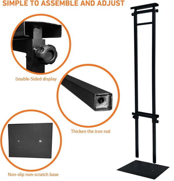 Heavy Duty Adjustable Pedestal Sign Stand, Double Sided, 80 in, Black