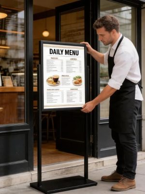 18×24 Heavy Duty Double-Sided Floor Sign Stand, Black