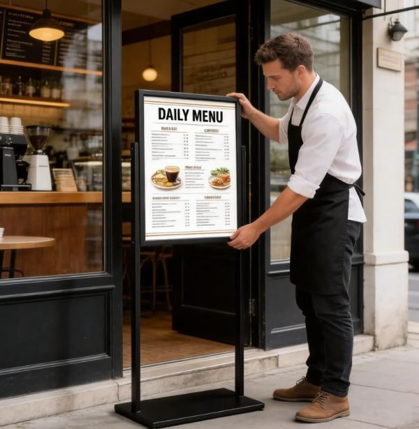 18×24 Heavy Duty Double-Sided Floor Sign Stand, Black