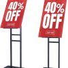 Angled & 360° Swivel Poster Stand, Water-Fillable Base, Adjustable Height Floor Sign Holder for Foam Board (Single-Sided, Black)