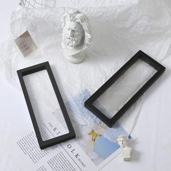 3-Piece Transparent 3D Floating Frame Display Stand, 9.1x3.5 Inches