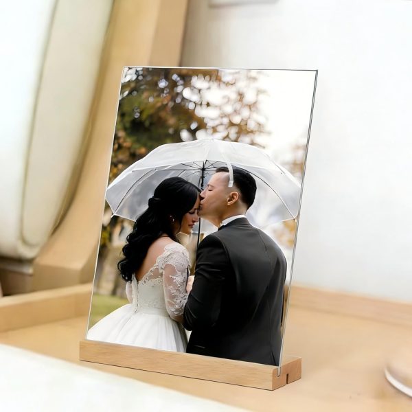 8.5 x 11 Acrylic Sign Holder with Wood Base, 3 Pack, L/T Shape, Vertical or Slant Back Display