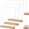 8.5 x 11 Acrylic Sign Holder with Wood Base, 3 Pack, L/T Shape, Vertical or Slant Back Display