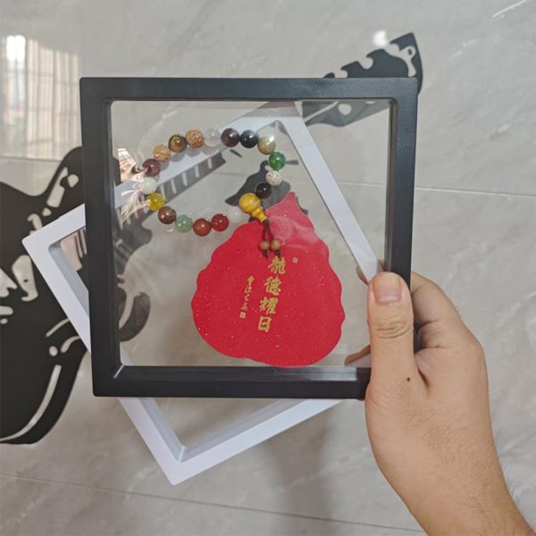 4 Pcs 3D Floating Display Case for Coin, Medal, Jewelry – 7x7x0.8 inch, Black & White