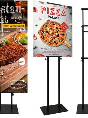 Double-Sided Adjustable Metal Poster Sign Stand, Holds Boards & Foam Signs, Up to 82" (1 Pack)