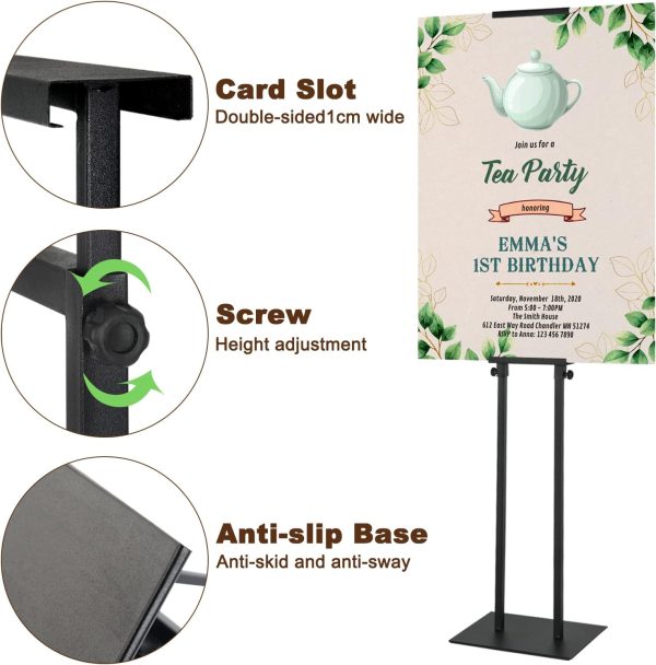 Black Heavy Duty Pedestal Poster Stand, Adjustable Up to 80", Double Sided