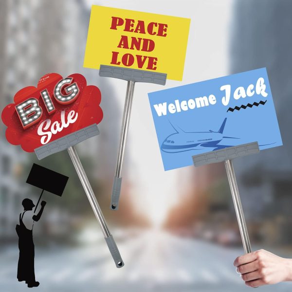 2-Pack Stainless Steel Handheld Sign Holder, Airport Pick-Up & Parade Sign