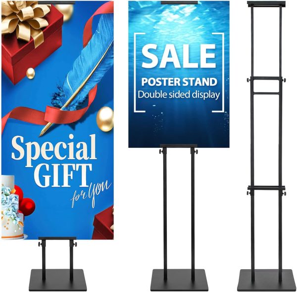 Heavy Duty Adjustable Double-Sided Poster Stand, Black, 1 Pack