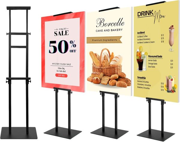 4-Pack Adjustable Poster Holder, Heavy Duty Metal Display Stand for Boards Up to 83 Inches