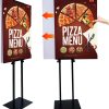 Heavy Duty Adjustable Pedestal Sign Stand, Double Sided, 80 in, Black