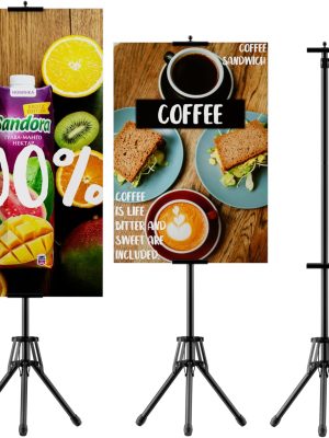 Floor Poster Display Stand – Double-Side Tripod, Up to 80" (1 Pack)