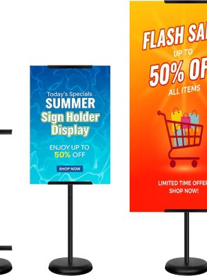 Black Single-Sided Floor Poster Stand, 58" Adjustable