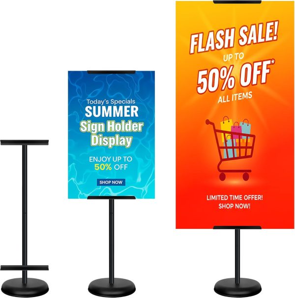 Black Single-Sided Floor Poster Stand, 58" Adjustable