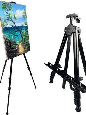 Portable Metal Adjustable Easel Stand for Painting, 17–66 Inch, with Carry Bag – Black