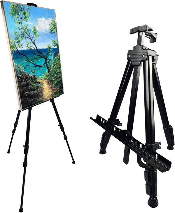 Portable Metal Adjustable Easel Stand for Painting, 17–66 Inch, with Carry Bag – Black
