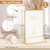 6 Pack 5x7 Inch Clear Acrylic Sign Holders, Double-Sided Gold Display Stand Picture Frames