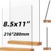 Acrylic Sign Holder with Wood Base 8.5x11 Inch Vertical and Slant Displays (2 Pack 8.5*11")