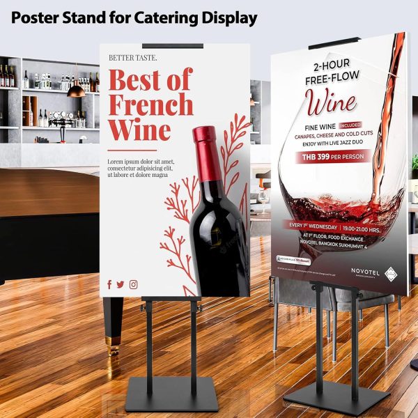 Heavy Duty Adjustable Double-Sided Poster Stand, Black, 1 Pack