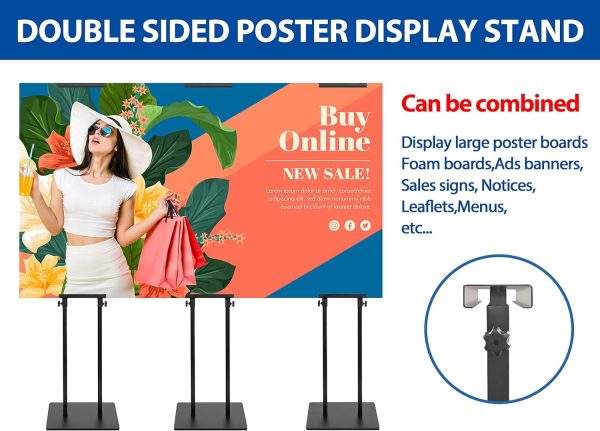 Heavy Duty Adjustable Double-Sided Poster Stand, Black, 1 Pack